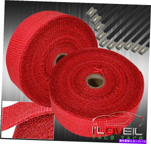 exhaust manifold 30եȲ٥إå۴ɥߥ˥ҡȥåץС˥åȥå 30 Feet Temperature Header Piping Aluminum Heat Wrap Cover Unit Kit Red