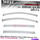 バグシールド Infiniti QX30 2017-2019サイドウィンドウデフレクターサンバイザーChromeのWellvisors WELLvisors For Infiniti QX30 2017-2019 Side Window Deflector Sun Visors Chrome(2)
