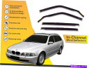 バグシールド チャンネルの風力発電機BMWセリア5 E39 1996-2003 4PCワゴンのレインガード In channel wind deflectors rain guards for Bmw Seria 5 E39 1996-2003 4pc Wagon