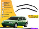 バグシールド チャンネル風力発現装置VWゴルフ4 3ドアR32 GTI GT 1997-2005 2PC In channel wind deflector rain guards VW Golf 4 3 door R32 GTI GT 1997-2005 2pc