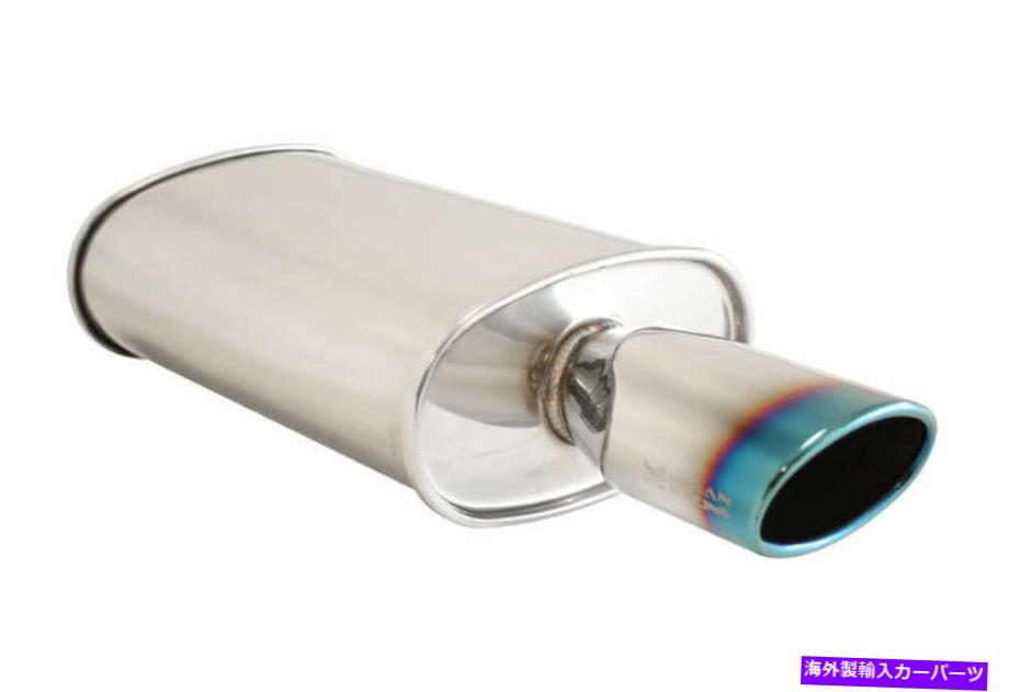 マフラー ミーガンO-S-ST 3x4.5 "シングルチタン燃焼ロールチップ楕円形の排気マフラー2.5"インレット ..