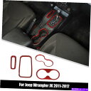 trim panel ジープラングラーJKのカーカップホルダートリムギアシフトフレームカバー11-17レッドカーボン Car Cup Holder Trim G...