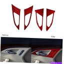 trim panel キャデラックCTSの5PCS 2008-22レッドカーボンファイバードアハンドルボウルパネルカバートリム 5Pcs For Cadilla...