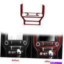 trim panel フォードマスタングのインテリアCDパネルステッカーカバートリム2015-19レッドカーボンファイバー Interior CD Panel ...