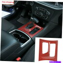 trim panel Dodge Charger 2016-2021用のレッドカーボンファイバーカーシフトボックスパネルトリムカバー Red Carbon Fi...