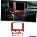 trim panel Dodge Ram 1500 18+のRed Carbon Center ConsoleGPSナビゲーションパネルカバートリム Red C...