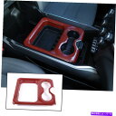 trim panel Dodge RAM 1500 18+のレッドカーボンファイバーセンターウォーターカップホルダーパネルカバートリム Red Carbon F...