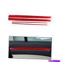 trim panel カーカーボンファイバーリアLRドアパネルトリムフレームステッカークライスラー300 4PC赤 Car Carbon Fiber Rear ...