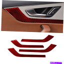 trim panel 4PCSレッドカーボンファイバーインテリアドアパネルカバーアウディQ7 2016-2019のトリム 4Pcs Red Carbon Fib...