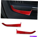 trim panel 車のインテリアフロントドアパネルトリムカバーステッカー装飾レッドカーボンファイバー Car Interior Front Door Pan...