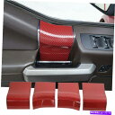 trim panel フォードF150アクセサリーのレッドカーボンインナードアハンドルパネルトリム装飾カバー Red Carbon Inner Door Han...