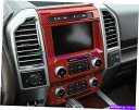 trim panel Ford F-150 F150 2017-2021用のレッドカーボンファイバーセンターコンソールナビゲーションパネル Red Carbon...
