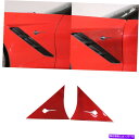 trim panel Corvette C7 2014-2019用の修正レッドカーボンカーサイドフェンダーベントトリムステッカー Modified Red Ca...