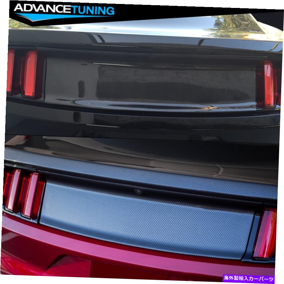 trim panel フィット15-22フォードマスタングカーボンファイバープリントトランクパネルデッキリッドトリムカバー Fits 15-22 Ford Mustang Carbon Fiber Print Trunk Panel Decklid Trim Cover 2
