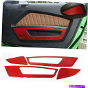 trim panel 4x内側のドア装飾ABSフォードマスタングのためのトリム09-13ソフトレッドカーボンファイバー 4X Inner Door Decora...