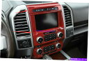trim panel レッドカーボンファイバーセンターコンソールナビゲーションパネルトリムフォードF-150 F150 2017-2021 Red Carbon...