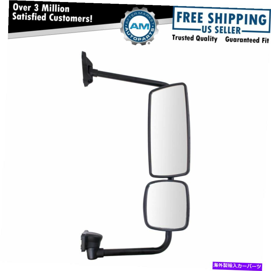 USミラー エクステリアサイドビューミラーマニュアルブラック助手席側RHフリーグトライナーM2新しい Exterior Side View Mirror Manual Black Passenger Side RH for Frieghtliner M2 New