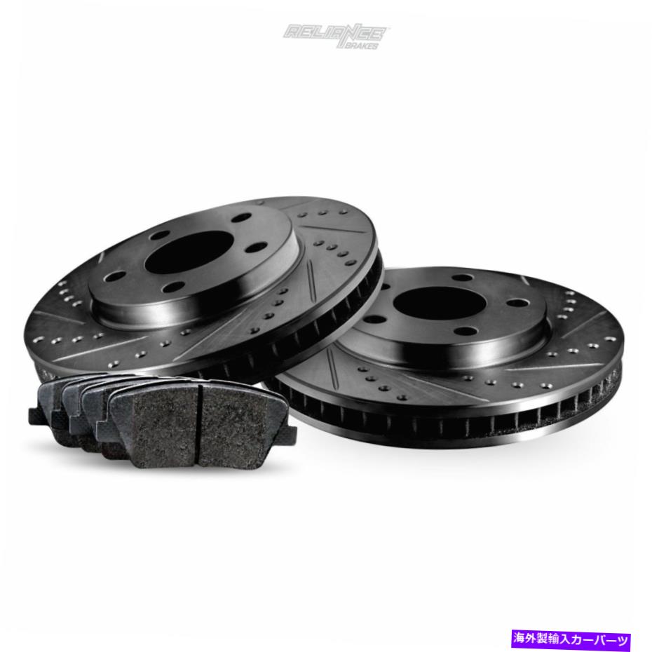 brake disc rotor 2000-2004ボルボS40、V40リアブラックドリルスロットブレーキローター+セラミックパッド Fit 2000-2004 Volvo S40, V40 Rear Black Drill Slot Brake Rotors+Ceramic Pads