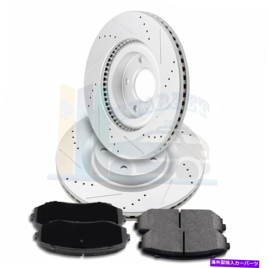 brake disc rotor 2007-14フォードエッジドリルスロット用の2xフロントブレーキディスクローターと4xセラミックパッド 2X Front Brake Discs Rotors and 4X Ceramic Pads For 2007-14 Ford Edge Drill Slot