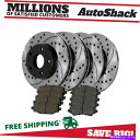 brake disc rotor ドッジグランドキャラバン用のフロント&リアドリルスロットブレーキローターブラック&パッド Front & Rear Drill...