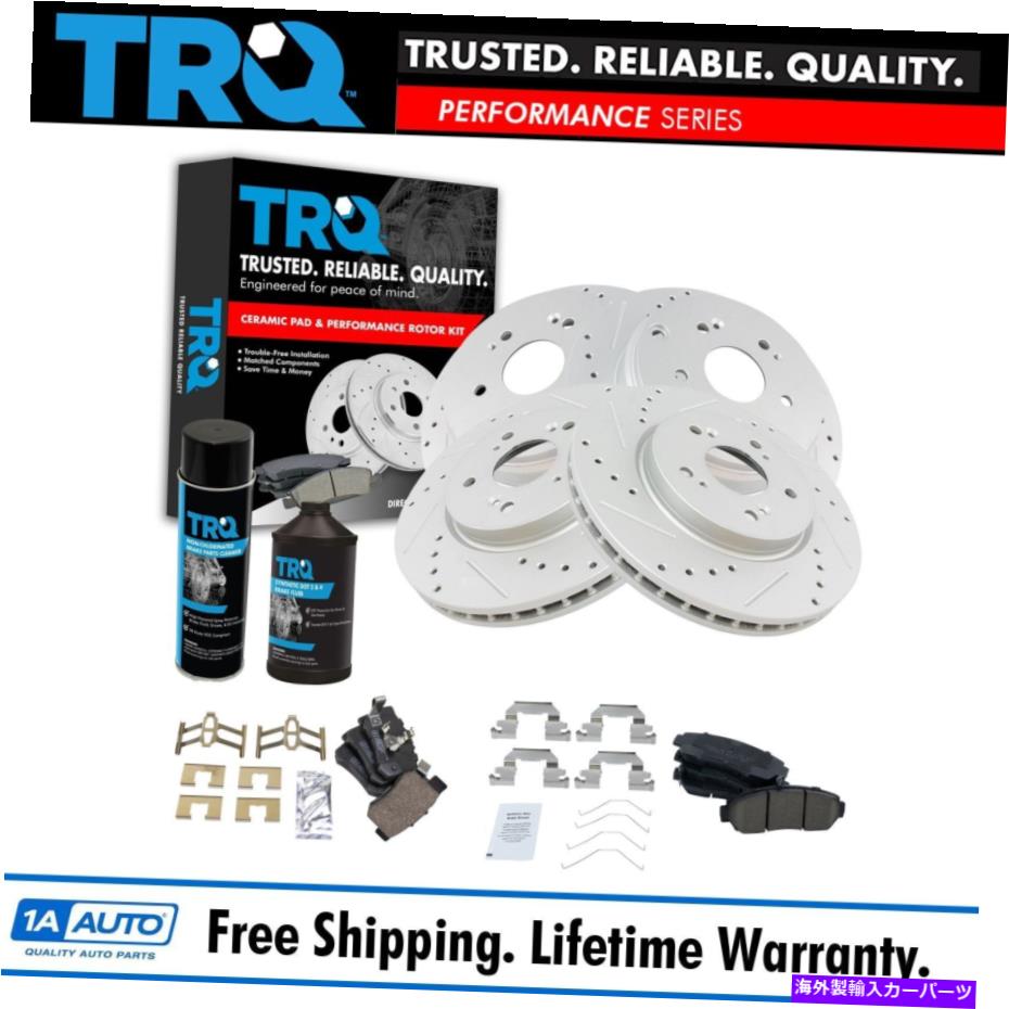 brake disc rotor TRQフロント＆リアパフォーマンスブレーキローター＆セラミックパッドキットw/fluids for cr-v TRQ Front & Rear Performance Brake Rotor & Ceramic Pad Kit w/Fluids for CR-V