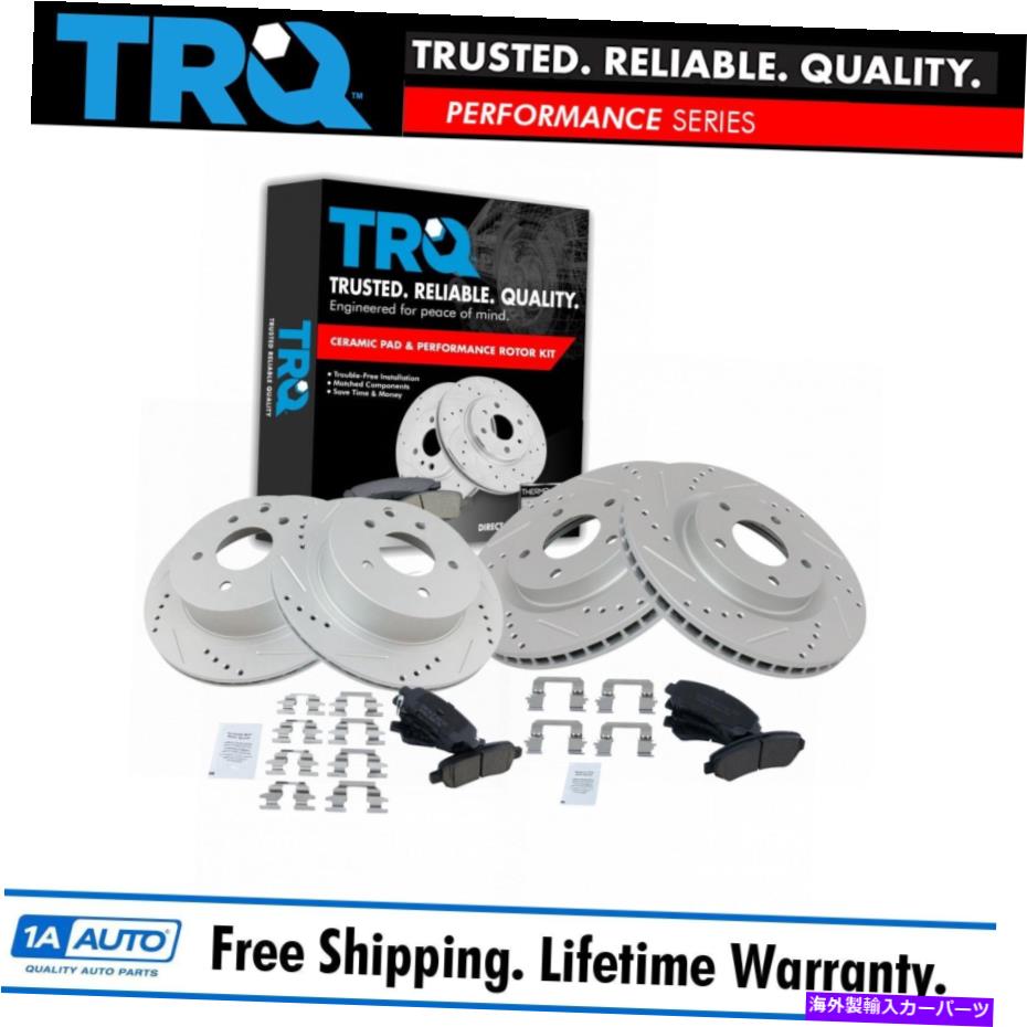 brake disc rotor TRQパフォーマンスブレーキロータードリルスロット＆セラミックパッドフロント＆リアキット TRQ Performance Brake Rotor Drilled Slotted & Ceramic Pad Front & Rear Kit