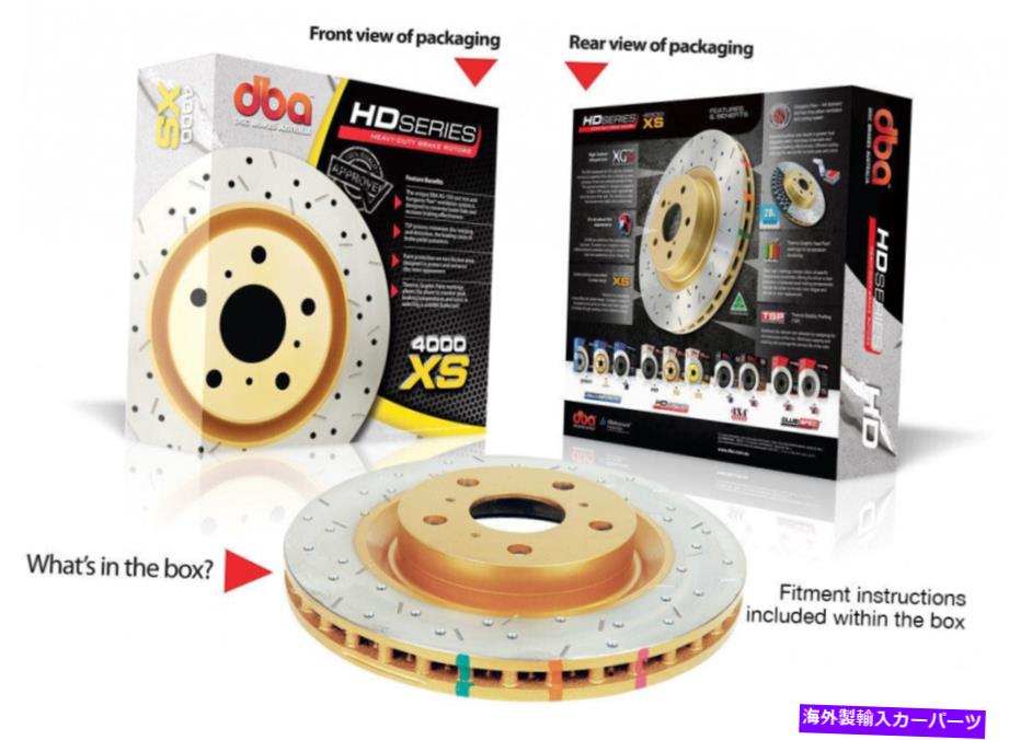 brake disc rotor DBAフロントドリル＆スロット4000ローター用06-08アウディA3 06+ TT 04-10 VWゴルフ DBA Front Drilled & Slotted 4000 Rotor for 06-08 Audi A3 06+ TT 04-10 VW Golf