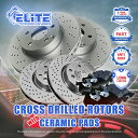 brake disc rotor 2008年から2009年のMitsubishi Outlander 2.4LのF+Rクロスドリルローターとセラミックパッド F+R Cross Drilled Rotors & Ceramic Pads for 2008-2009 Mitsubishi Outlander 2.4L