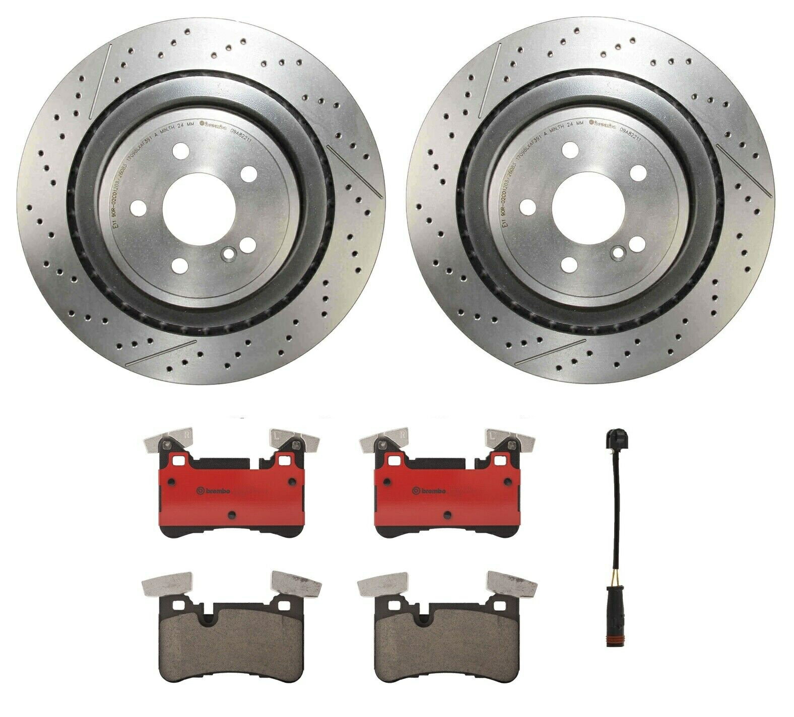 brake disc rotor MB C204 X218 W212 E63 AMG S用のブレンボリアブレーキキットセラミックパッドとディスクローター Brembo Rear Brake Kit Ceramic Pads & Disc Rotors For MB C204 X218 W212 E63 AMG S