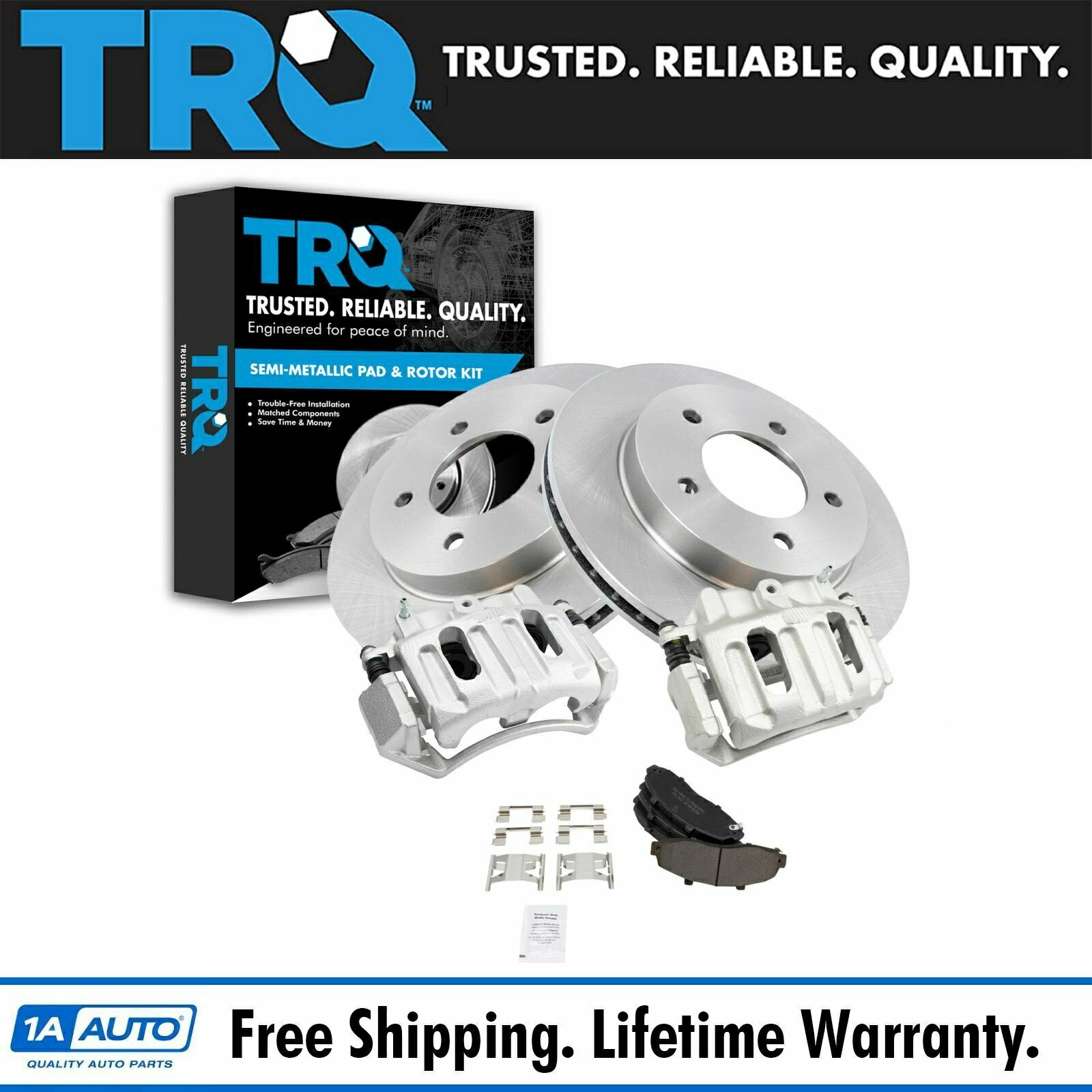brake disc rotor TRQフロントメタリックブレーキパッドローター＆キャリパーキットフォードF-150ピックアップトラック TRQ Front Metallic Brake Pads Rotors & Calipers Kit for Ford F-150 Pickup Truck
