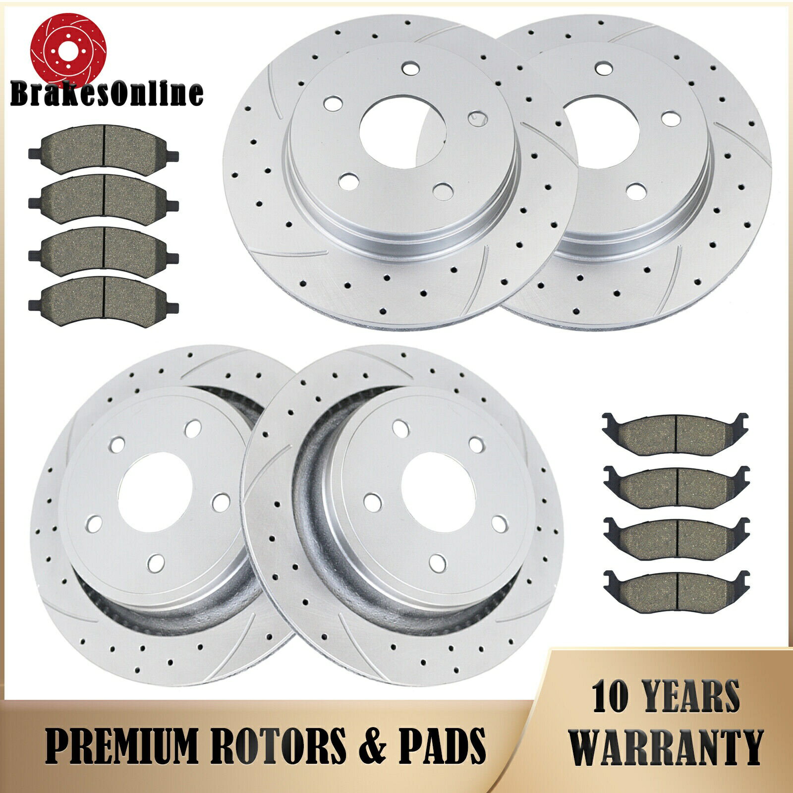 brake disc rotor 336mmフロント＆352mmリアブレーキローターパッドは、クライスラーアスペンスロットブレーキに適しています 336mm Front & 352mm Rear Brake Rotors Pads Fit for Chrysler Aspen Slotted Brakes