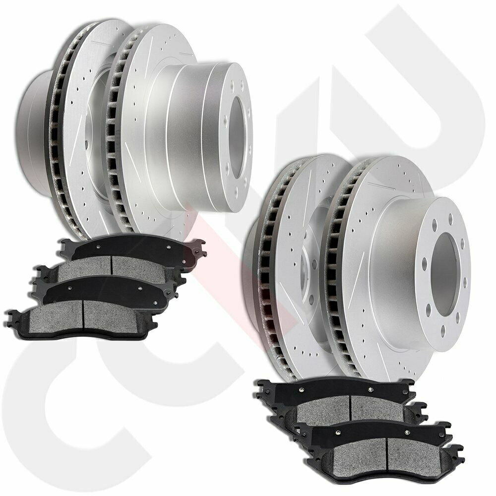 brake disc rotor 06-08ダッジラム1500フロントリアドリルスロット用のブレーキディスクローターセラミックパッド Brake Discs Rotor Ceramic Pads For 06-08 Dodge Ram 1500 Front Rear Drilled Slot