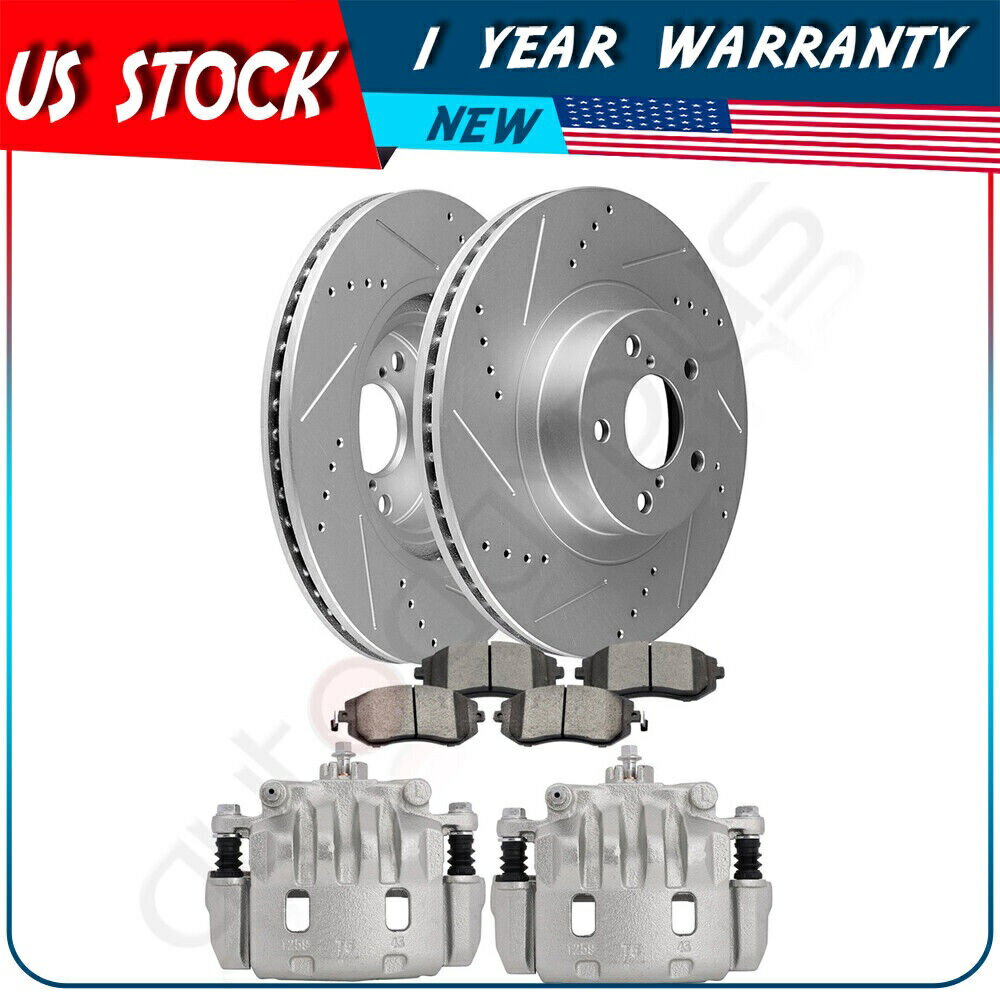 brake disc rotor 2005年から2006年のセラミックパッドフロントを備えたブレーキローターキャリパースバルバハ Brake Rotors Calipers with Ceramic Pads Front For 2005-2006 Subaru Baja