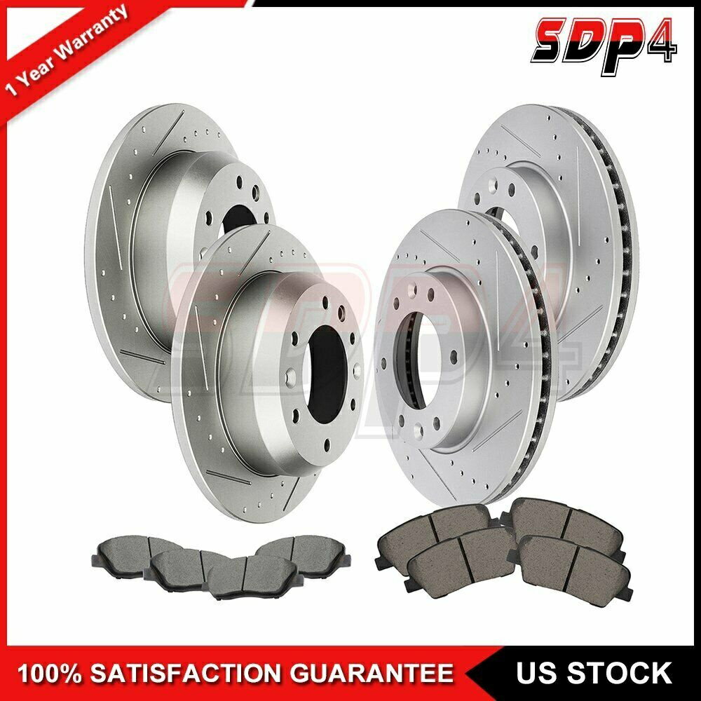 brake disc rotor f + rドリルドディスクブレーキローターは、ヒュンダイの側近のためのセラミックパッドを備えています F + R Drilled Slotted Discs Brake Rotors With Ceramic Pads For Hyundai Entourage