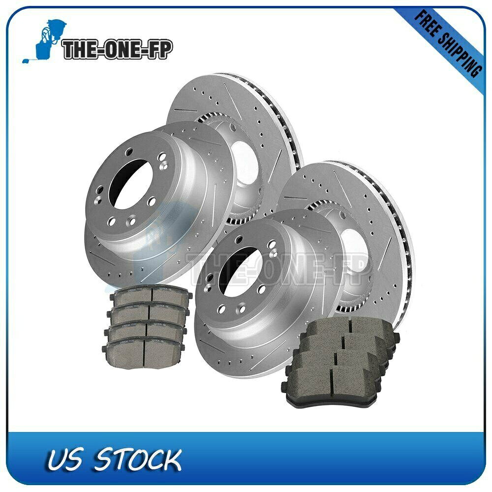 brake disc rotor 11-12ヒュンダイエラントラL4ガス用のフロントリアドリルスロットブレーキローターセラミックパッド Front Rear Drill Slot Brake Rotors Ceramic Pads For 11-12 Hyundai Elantra l4 GAS
