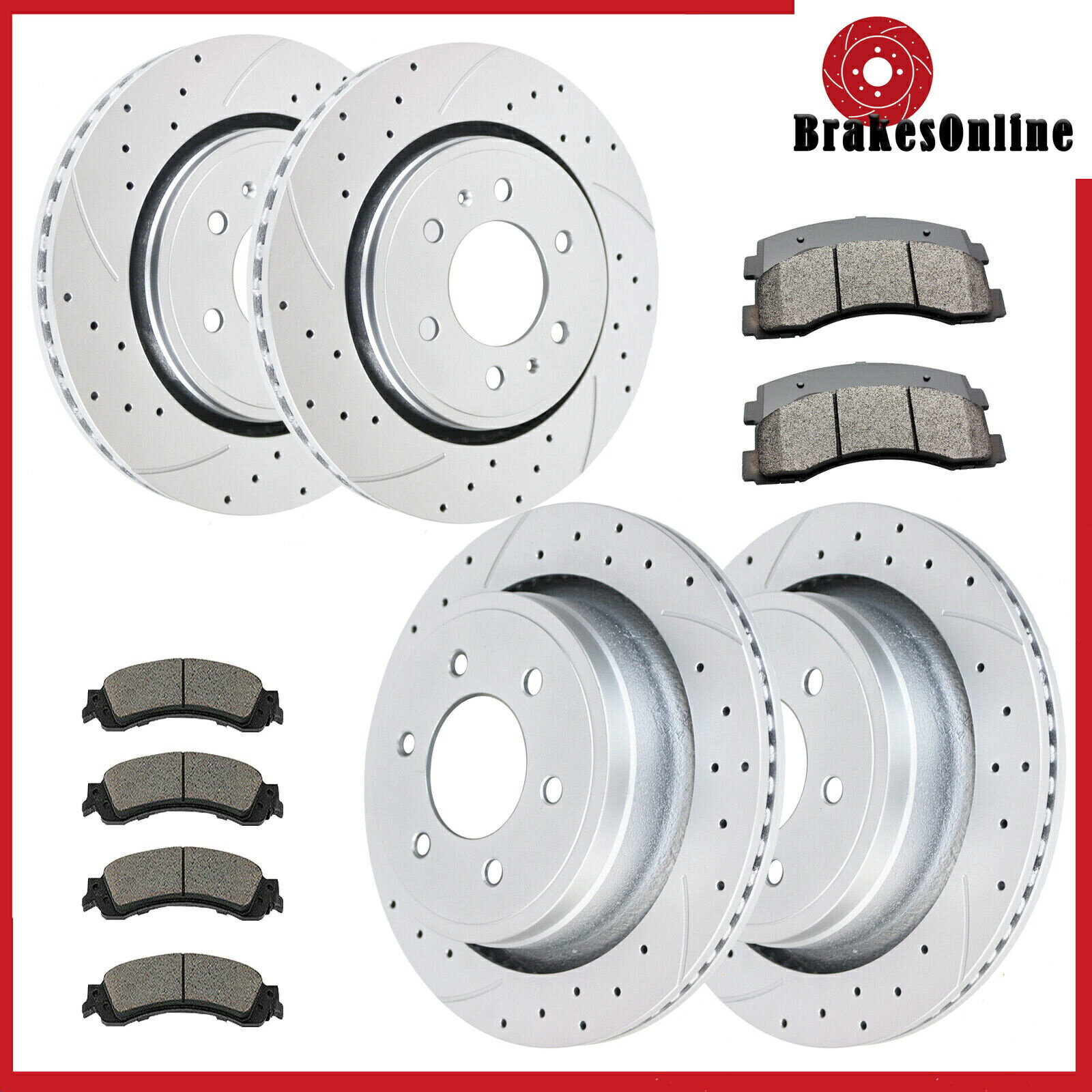 brake disc rotor Ford F-150 6ラグフロントおよびリアブレーキローターパッドキットスロットブレーキ ..