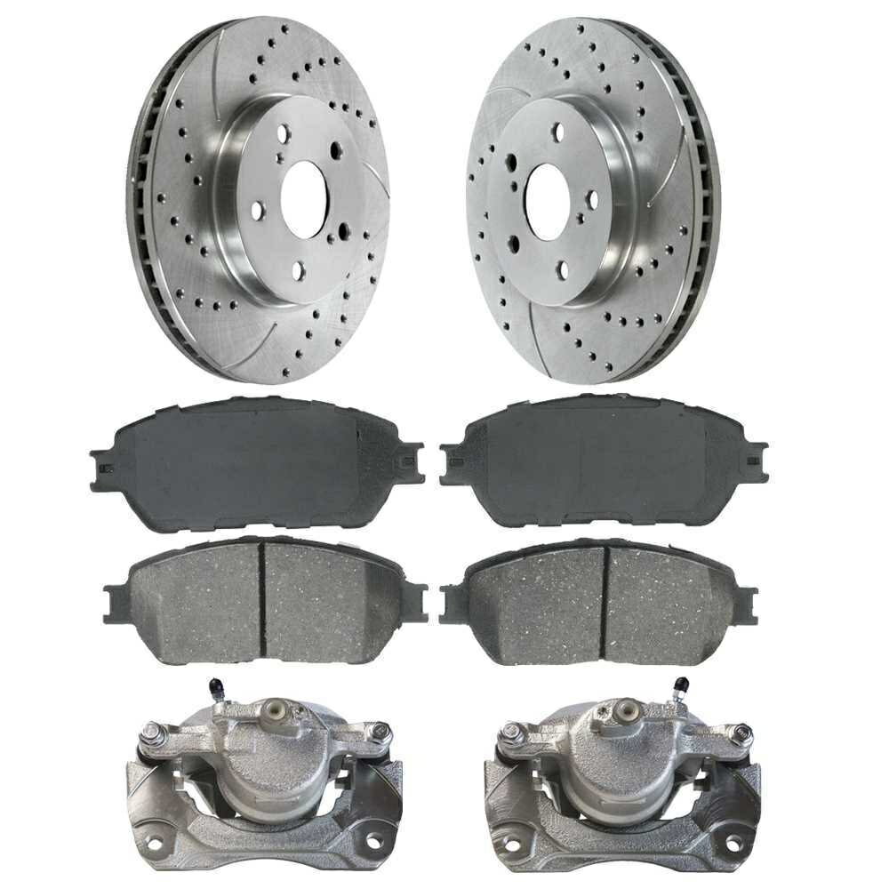 brake disc rotor 2005年の2006年のCamry Silver Front Caliperセラミックブレーキパッドドリルローターバンドル For 2005 2006 Camry Silver Front Caliper Ceramic Brake Pad Drilled Rotor Bundle