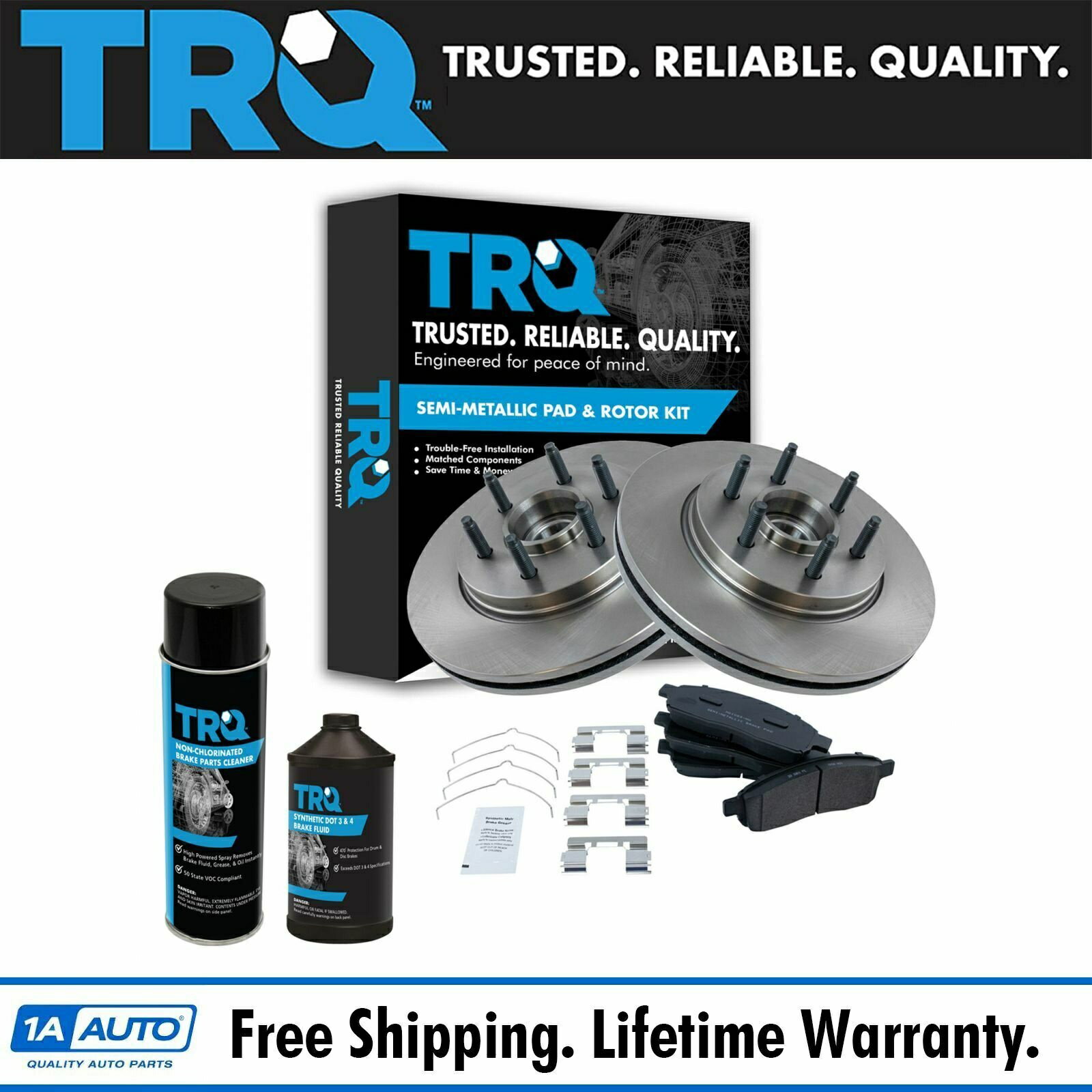 brake disc rotor TRQフロントメタリックブレーキパッド＆ローターキットw/f150マークLT 2wd用化学物質 TRQ Front Metallic Brake Pad & Rotor Kit w/Chemicals for F150 Mark LT 2WD