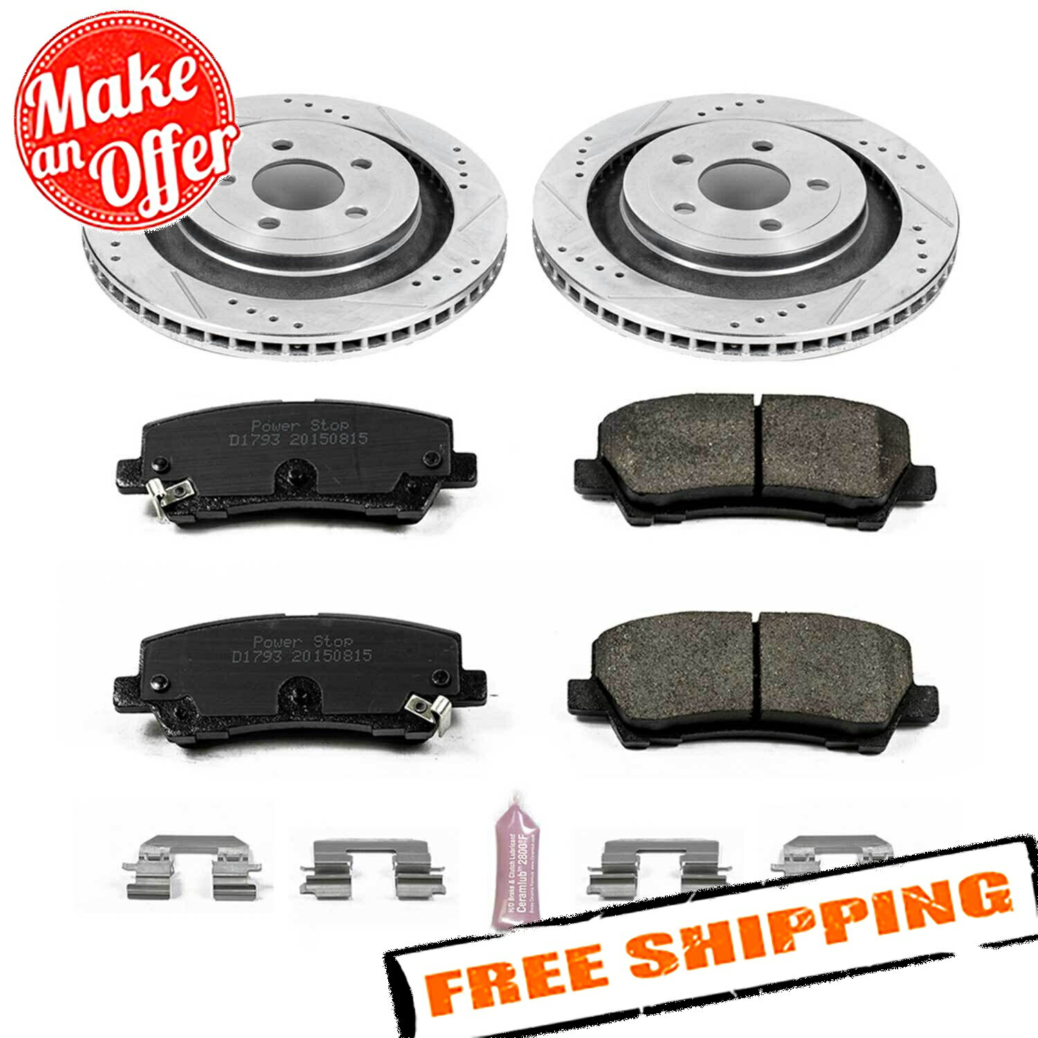 brake disc rotor パワーストップK6812 1 15-19フォードマスタングのためのZ23エボリューションスポーツブレーキキットをクリック Power Stop K6812 1-Click Z23 Evolution Sport Brake Kit for 15-19 Ford Mustang