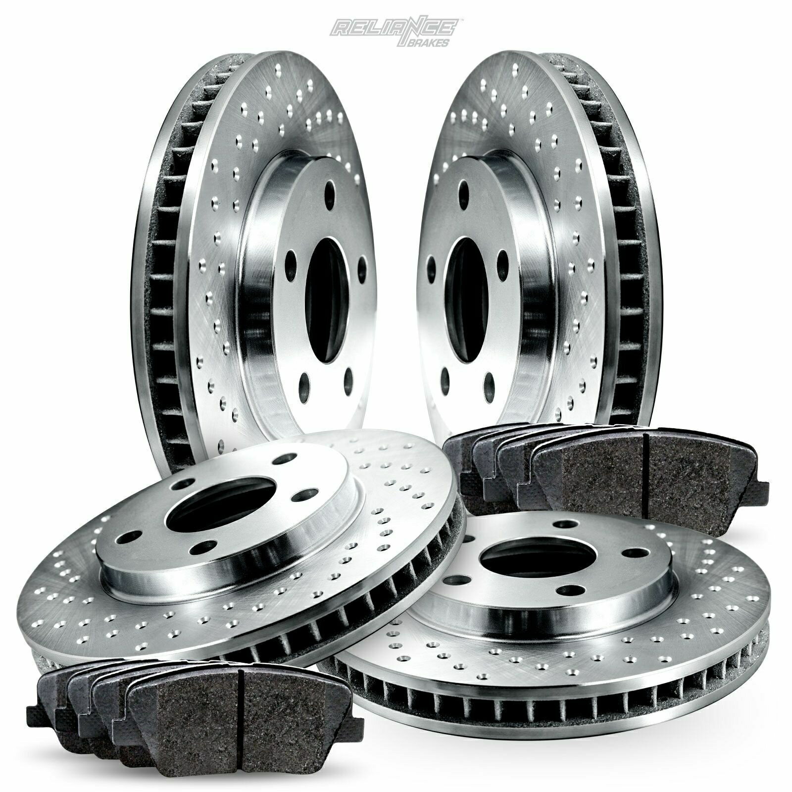brake disc rotor 1999年から2004年のランドローバーディスカバリーのためのフルキットドリルブレーキローターとブレーキパッド Full Kit Drilled Brake Rotors and Brake Pads For 1999-2004 Land Rover Discovery