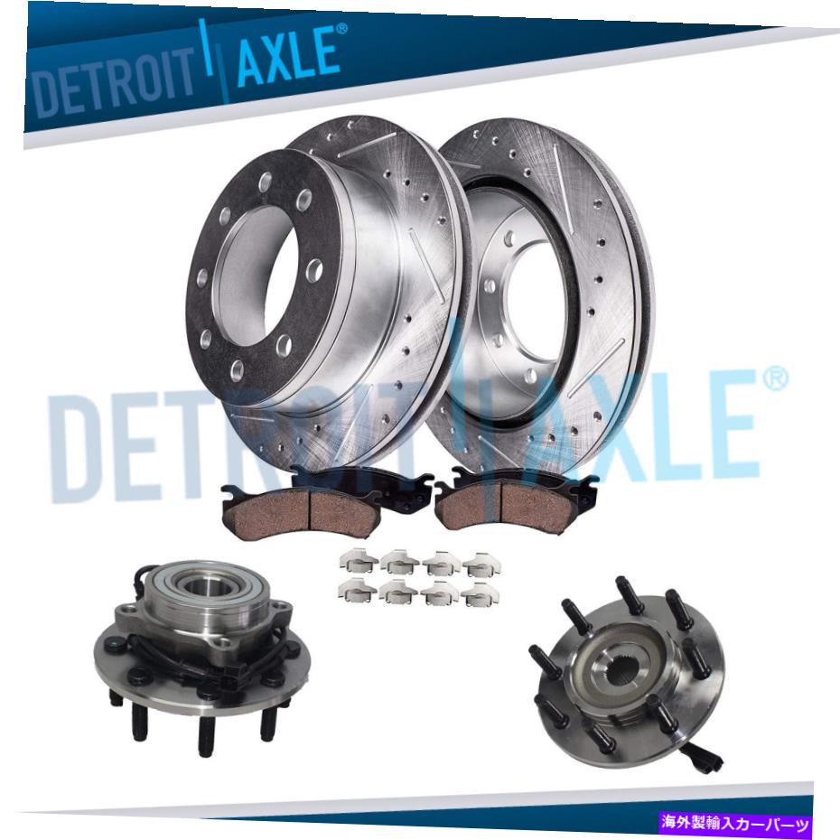 brake disc rotor 03-05のフロントダッジRAM 2500 3500ドリルローターブレーキパッド + 2ホイールベアリング Front for 03-05 Dodge Ram 2500 3500 Drilled Rotors Brake Pads + 2 Wheel Bearings