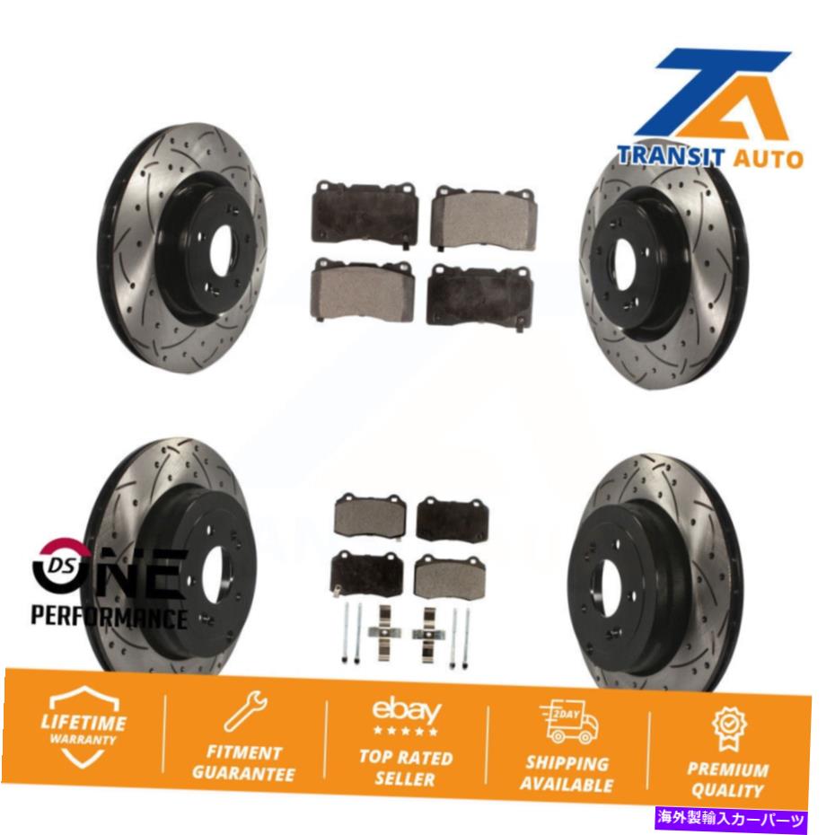 brake disc rotor フロントリアドリルスロットディスクブレーキローターローターセラミックパッドキットヒュンダイジェネシスクーペ用 Front Rear Drill Slot Disc Brake Rotor Ceramic Pad Kit For Hyundai Genesis Coupe