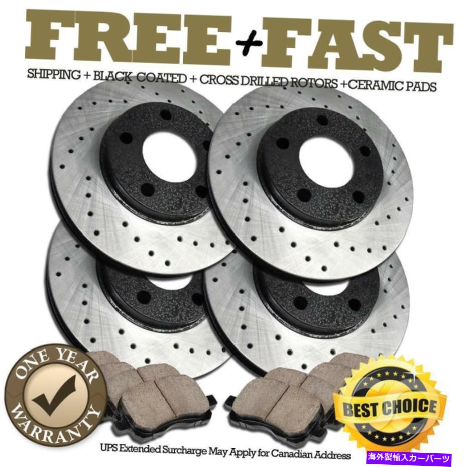 brake disc rotor H0234フロント+リアブラックブレーキローターパッド2004 2005ランサーラリーアート5..