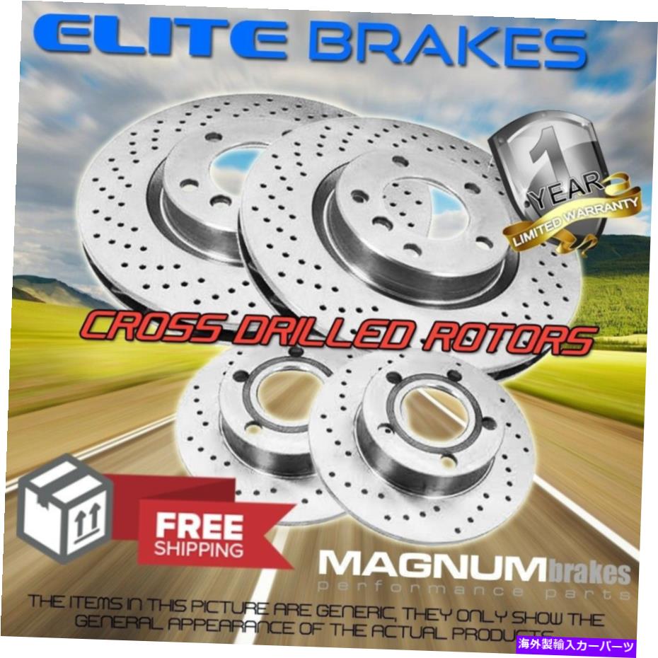 brake disc rotor 2002-2004のフロント＆リア4クロスドリルディスクローターC32 AMG w/oスポーツパッケージ Front & Rear 4 Cross Drilled Disc Rotors for 2002-2004 C32 AMG W/O Sport Package