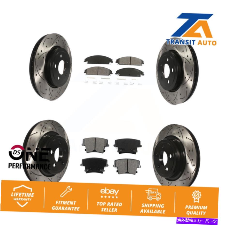 brake disc rotor フロントリアドリルスロットディスクブレーキローターローターセミメタリックパッドキット用ダッジ充電器 Front Rear Drilled Slot Disc Brake Rotor Semi-Metallic Pad Kit For Dodge Charger