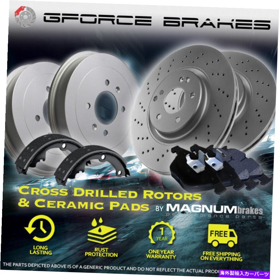 brake disc rotor 1992-1994のドリルローターパッド＆Rドラムシューズ10インチドラム付きシボレーC1500 RWD F Drilled Rotor Pad & R Drum Shoe for 1992-1994 Chevy C1500 RWD with 10" Drum