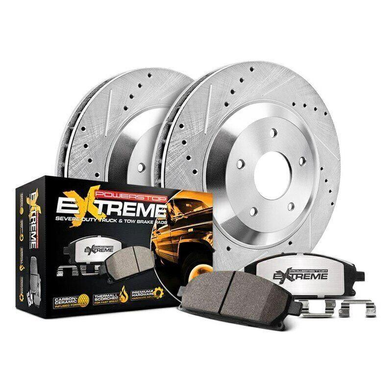 brake disc rotor パワーストップ1クリックエクストリームZ36トラックと牽引掘削＆スロットフロントブレーキキット Power Stop 1-Click Extreme Z36 Truck & Tow Drilled & Slotted Front Brake Kit