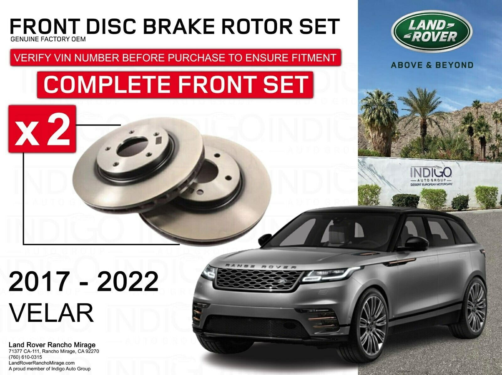 brake disc rotor ランドローバーフロントブレーキディスクローターセットx2レンジベラー（LR125902 x 2）OEM LAND ROVER FRONT BRAKE DISCS ROTOR SET x2 RANGE VELAR (LR125902 x 2) OEM