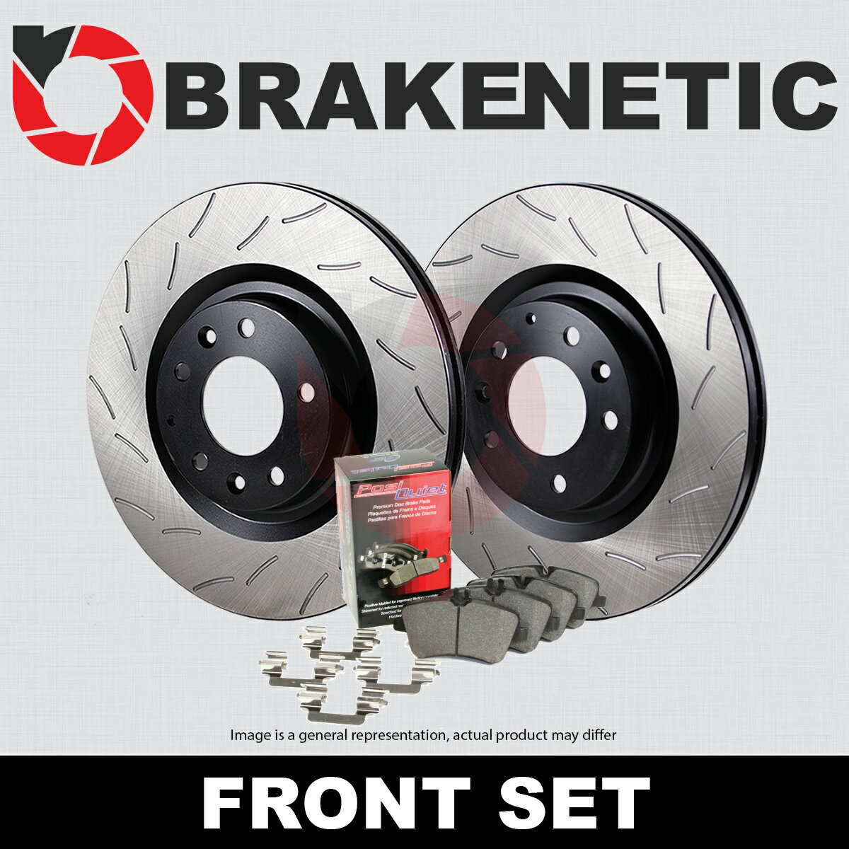 brake disc rotor トヨタカローラのパワーパワーブレーキ2003-2008フロントz23エボリューションスポーツ [FRONT] BRAKENETIC PREMIUM RS SLOT Brake Disc Rotors + POSI QUIET Pads BPK91572