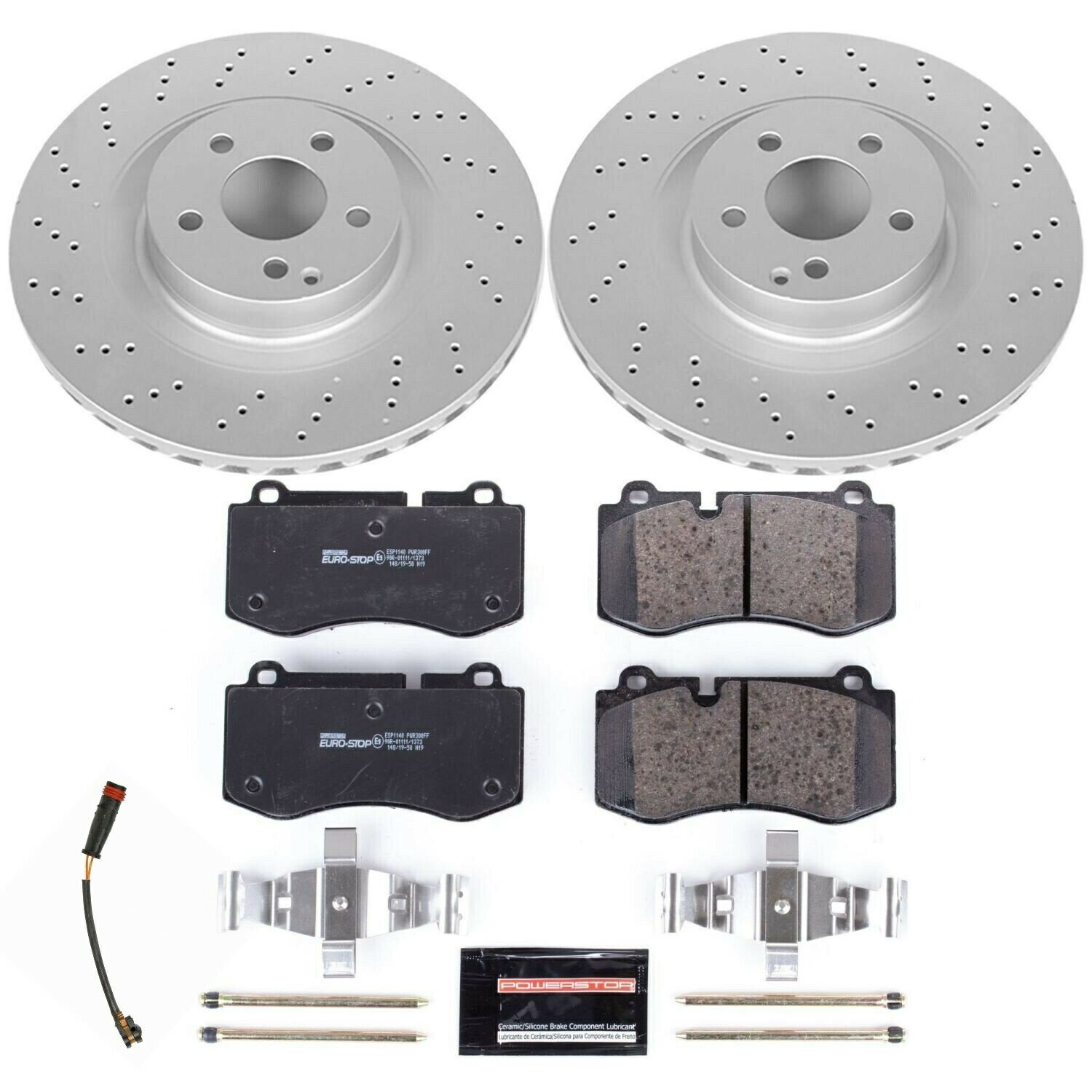 brake disc rotor - եȥ桼ȥå׹úǥƥ󥰥ECE-R90֥졼ѥå +ϡɥåf - Front Euro-Stop High-Carbon Coated Rotors, ECE-R90 Brake Pads + Hardware Kit f